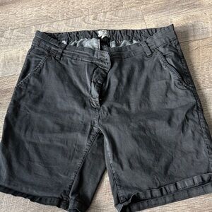 Black Women's Bermuda Shorts - Casual Mid-Rise Chino Style